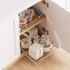 VEVOR Pull Out Cabinet Organizer 14.06"W x 20.94"D Steel Slide Out Drawers, for Kitchen Bathroom Pantry Home