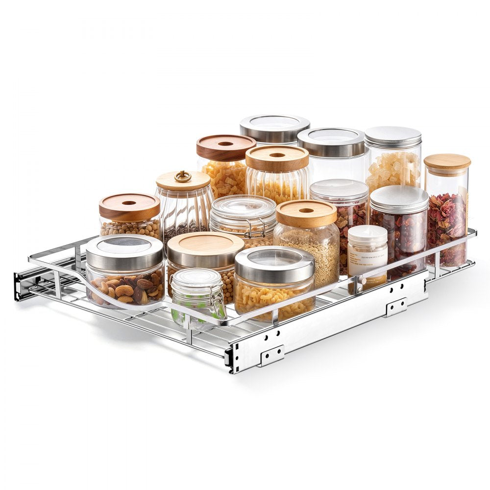 VEVOR Pull Out Cabinet Organizer 16.93"W x 21.06"D Steel Slide Out Drawers, for Kitchen Bathroom Pantry Home