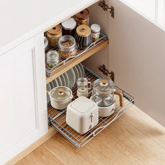 VEVOR Pull Out Cabinet Organizer 19.69"W x 21.06"D Steel Slide Out Drawers, for Kitchen Bathroom Pantry Home