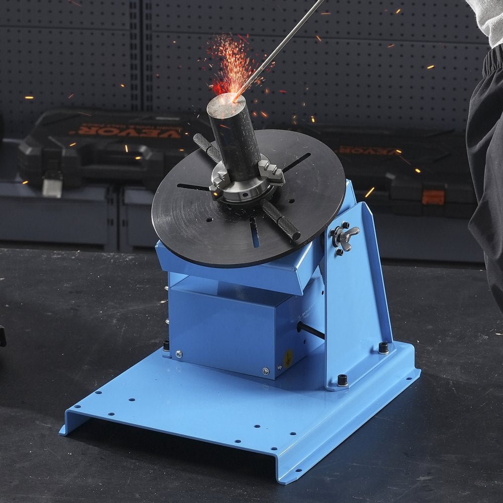 VEVOR Rotary Welding Positioner 10KG, 0-90° Welding Positioning Turntable Table with 8.1 Inch 3-Jaw Lathe Chuck, 1-12