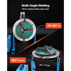 VEVOR Rotary Welding Positioner, 441 lbs Load Capacity, -45° to 90° Tilt Angle Welding Positioner Turntable Table