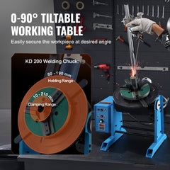 VEVOR Rotary Welding Positioner 50KG, 0-90° Welding Positioning Turntable Table 0.5-6RPM 120W, with 12.4 Inch 3-Jaw