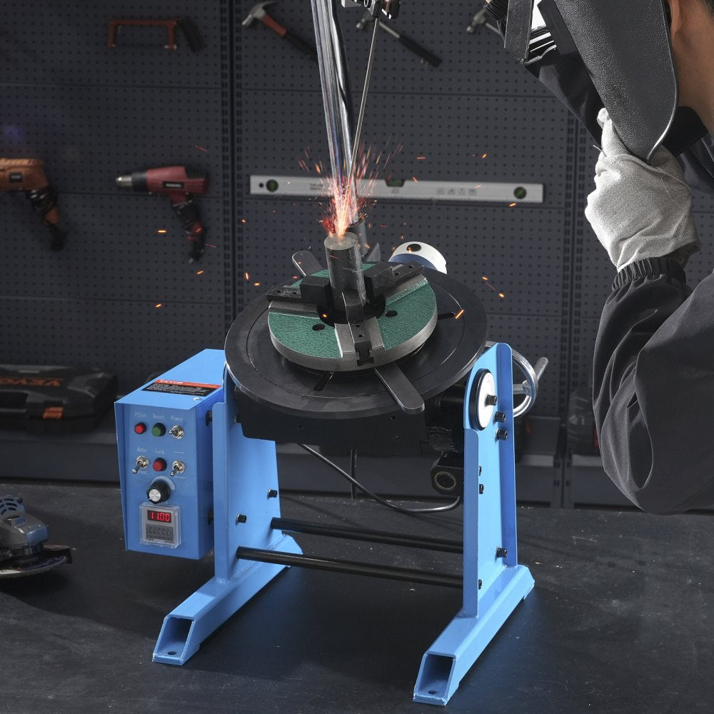 VEVOR Rotary Welding Positioner 50KG, 0-90° Welding Positioning Turntable Table 0.5-6RPM 120W, with 12.4 Inch 3-Jaw