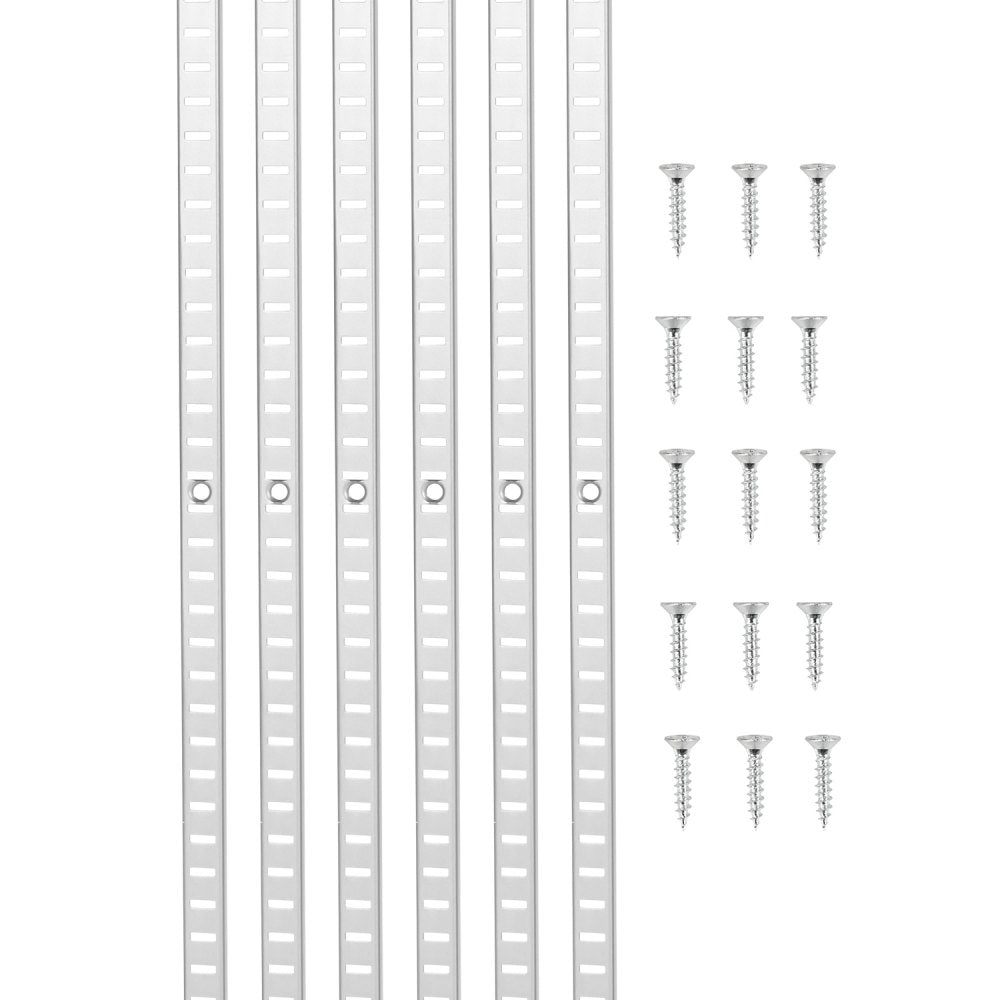 VEVOR Shelf Pilaster, 36.3-inch 6 Pack, Adjustable Shelf Brackets Steel Mortise Mount Pilaster Strip Standards with 24