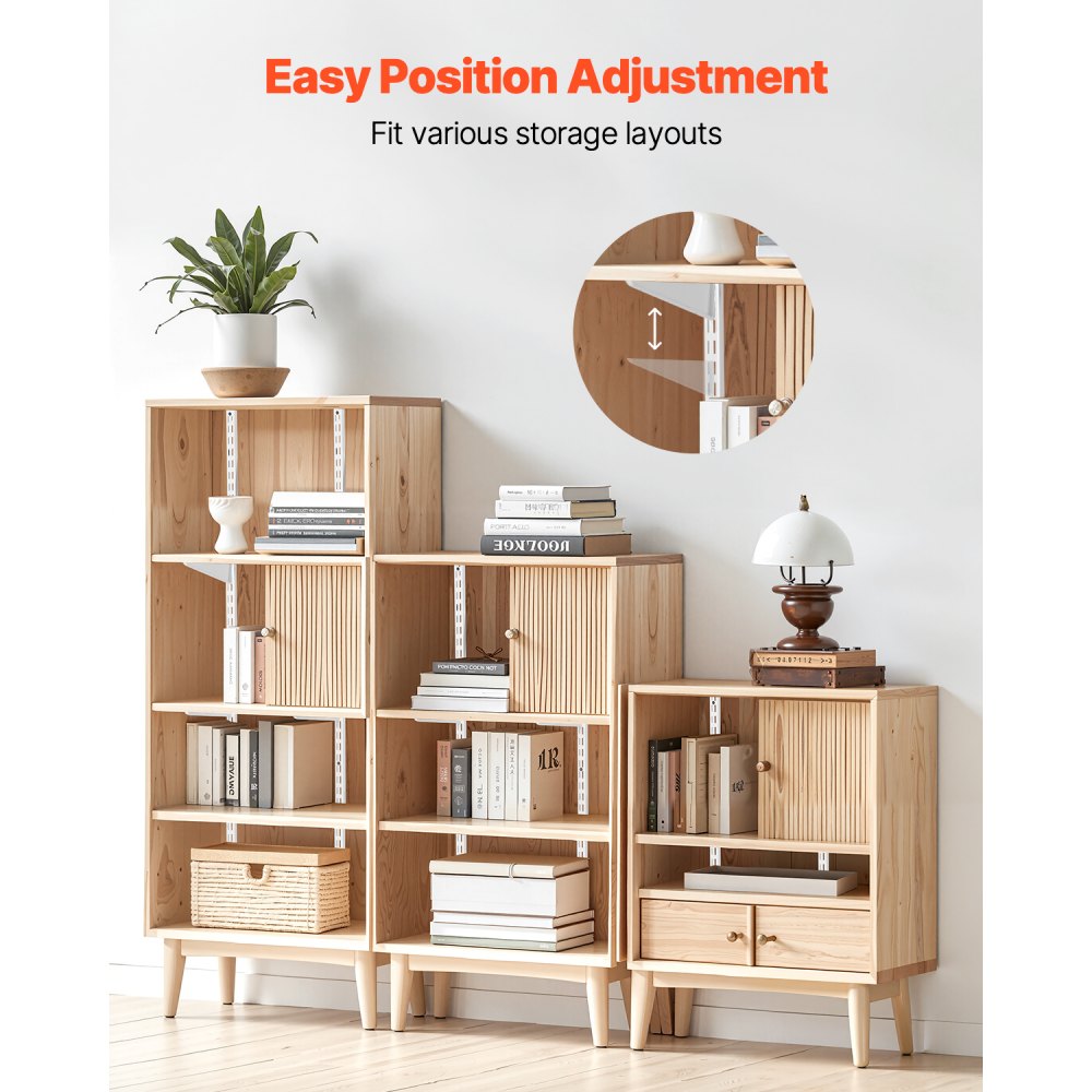 VEVOR Shelf Pilaster, 60-inch 5 Pack, Dual Track Upright Wall Shelving System, Heavy Duty Support System Twin Slot