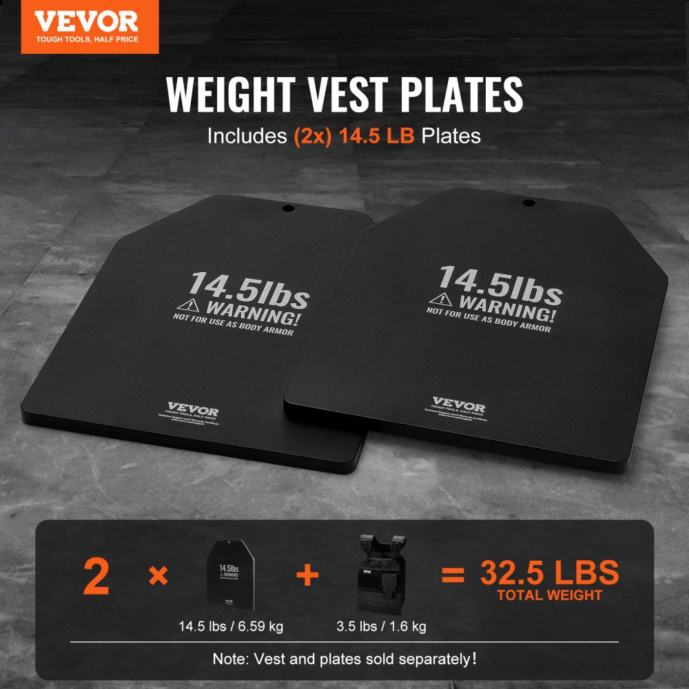 VEVOR Weight Vest Plates, 14.5 LB Pairs, Premium Steel Weighted plates, Contoured Ergonomic Fit - WODs, Additional