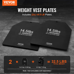 VEVOR Weight Vest Plates, 14.5 LB Pairs, Premium Steel Weighted plates, Contoured Ergonomic Fit - WODs, Additional