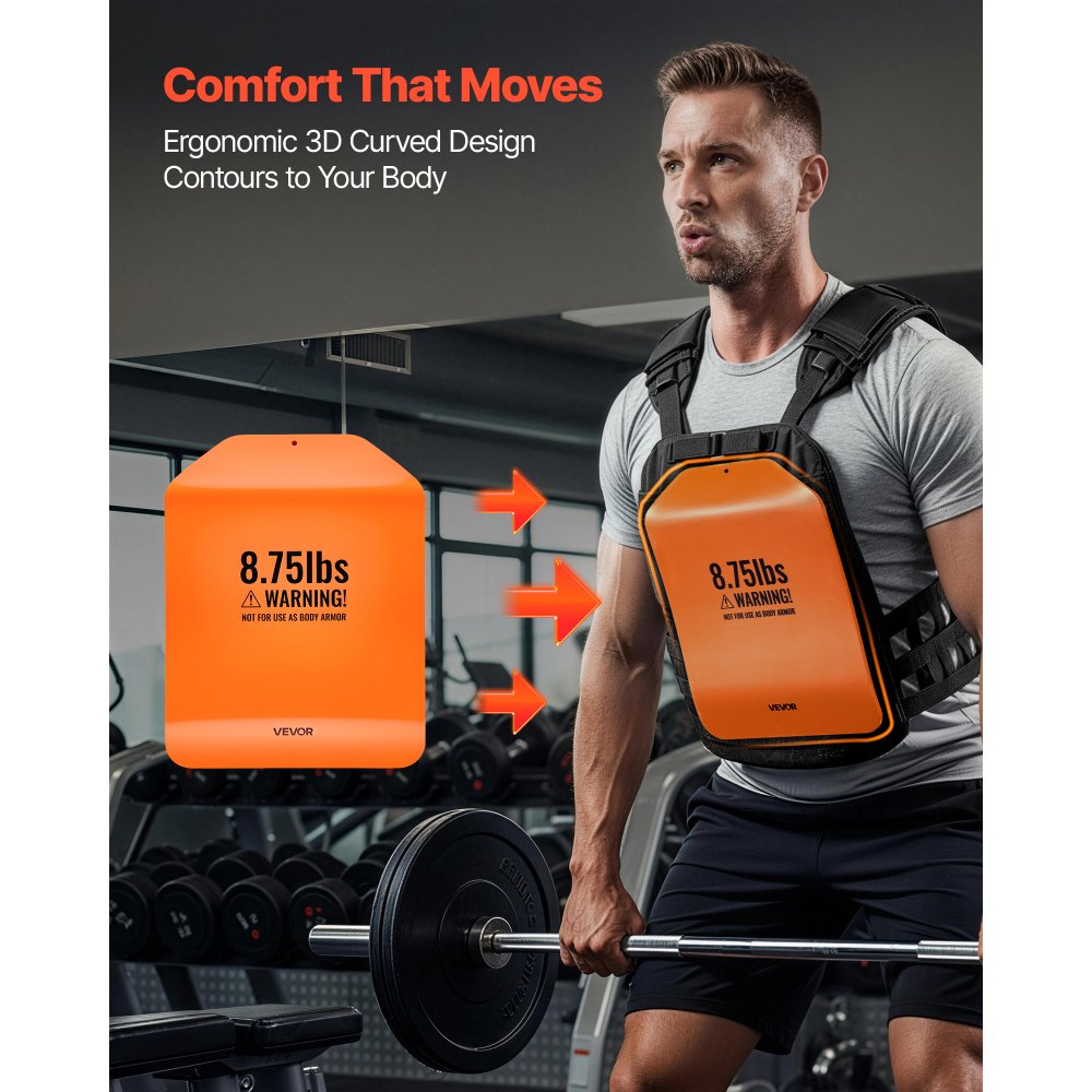 VEVOR Curved Weight Vest Plates, 8.75 LB Pairs, Premium Steel Tactical Weighted Plates for Vest, Ergonomic Design, for