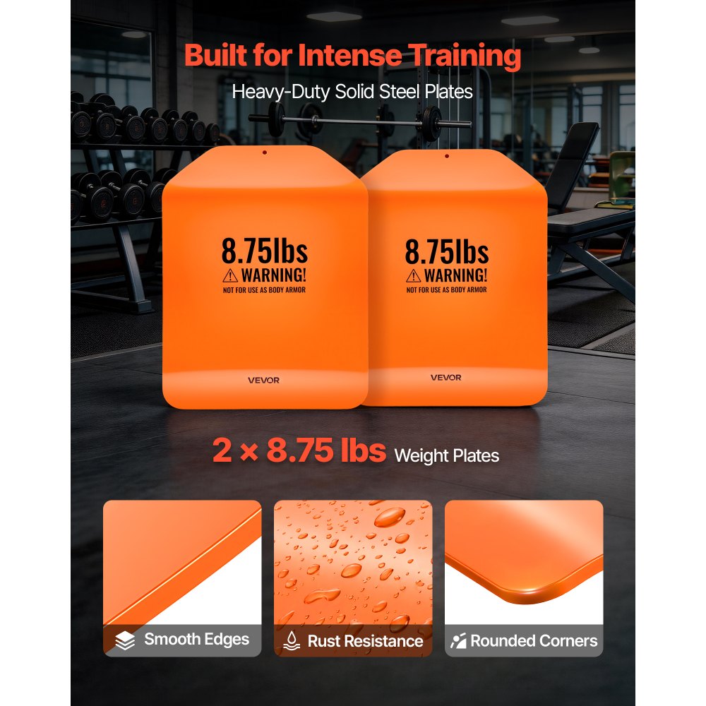 VEVOR Curved Weight Vest Plates, 8.75 LB Pairs, Premium Steel Tactical Weighted Plates for Vest, Ergonomic Design, for