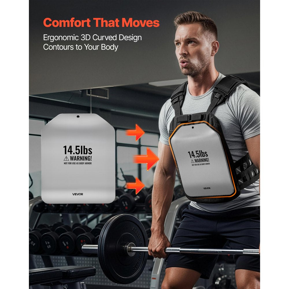 VEVOR Curved Weight Vest Plates, 14.5 LB Pairs, Premium Steel Tactical Weighted Plates for Vest, Ergonomic Design, for