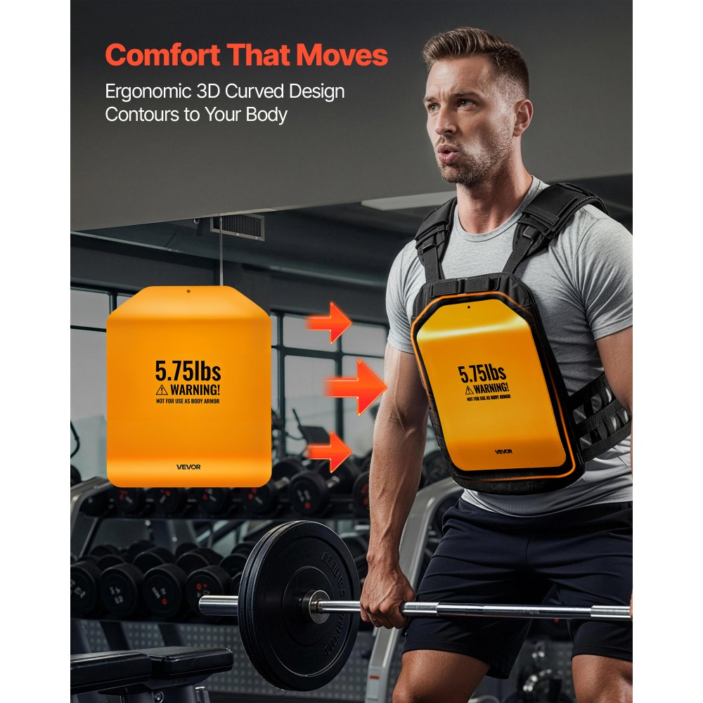 VEVOR Curved Weight Vest Plates, 5.75 LB Pairs, Premium Steel Tactical Weighted Plates for Vest, Ergonomic Design, for