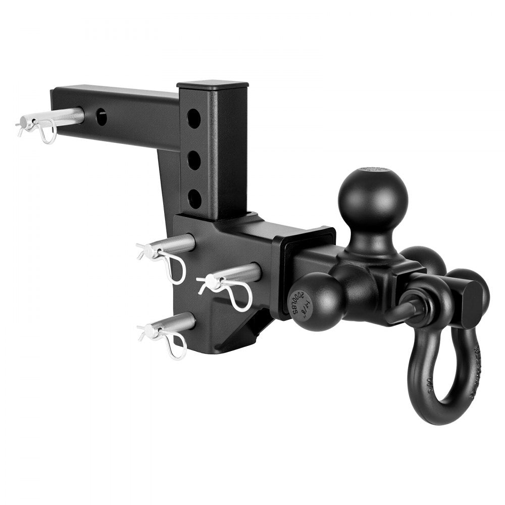 VEVOR Trailer Hitch Tri Ball Mount with D Shackle, Fit 2 Inch Receiver, 1-7/8 Inch, 2 Inch and 2-5/16 Inch Balls, 10000