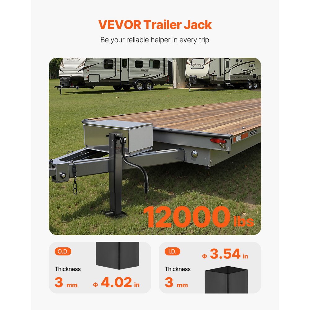 VEVOR Trailer Jack, 12000 lbs Dynamic Load Capacity, Weld-on Pipe-Mount Swivel Trailer Jack with Ergonomic Handle
