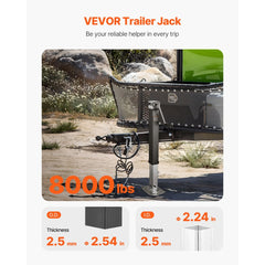 VEVOR Trailer Jack, 8000 lbs Dynamic Load Capacity, Weld-on Pipe-Mount Swivel Trailer Jack with Ergonomic Handle