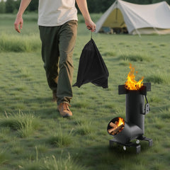 VEVOR Camping Rocket Stove, Wood Burning Portable Rocket Stove with Carrying Bag for Backpacking, Carbon Steel, Burn