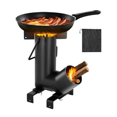 VEVOR Camping Rocket Stove, Wood Burning Portable Rocket Stove with Carrying Bag for Backpacking, Carbon Steel, Burn