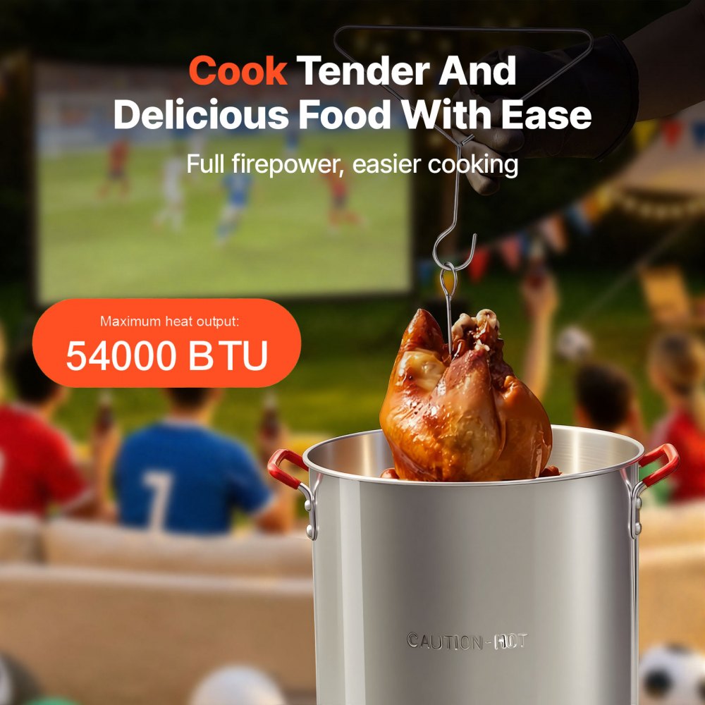 VEVOR Turkey Deep Fryer, 30-qt Turkey & 10-qt Fish Steamer Cooker Set, Outdoor Aluminum Seafood Frying Pot, 54,000 BTU