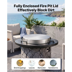 VEVOR Fire Pit Cover, 20" Round Bonfire Lid, Premium 304 Stainless Steel, for Outdoor, Patio, Backyard, Camping, Party