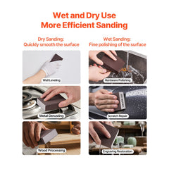 VEVOR Sanding Sponge, 4 Pcs, 60/80/120/220 Grit Assortment, Washable and Reusable Sanding Blocks for Dry & Wet Use