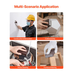 VEVOR Sanding Sponge, 4 Pcs, 60/80/120/220 Grit Assortment, Washable and Reusable Sanding Blocks for Dry & Wet Use