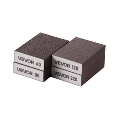 VEVOR Sanding Sponge, 4 Pcs, 60/80/120/220 Grit Assortment, Washable and Reusable Sanding Blocks for Dry & Wet Use