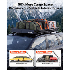 VEVOR Roof Rack Cargo Basket, 46 x 36 x 4 in, Heavy Duty Roof Top Carrier Basket with Folding Design, 200 lbs Capacity