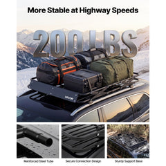 VEVOR Roof Rack Cargo Basket, 46 x 36 x 4 in, Heavy Duty Roof Top Carrier Basket with Folding Design, 200 lbs Capacity
