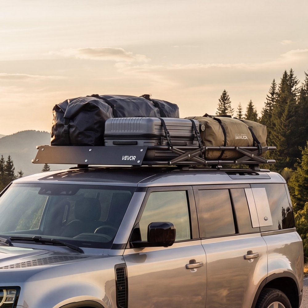 VEVOR Roof Rack Cargo Basket, 46 x 36 x 4 in, Heavy Duty Roof Top Carrier Basket with Folding Design, 200 lbs Capacity