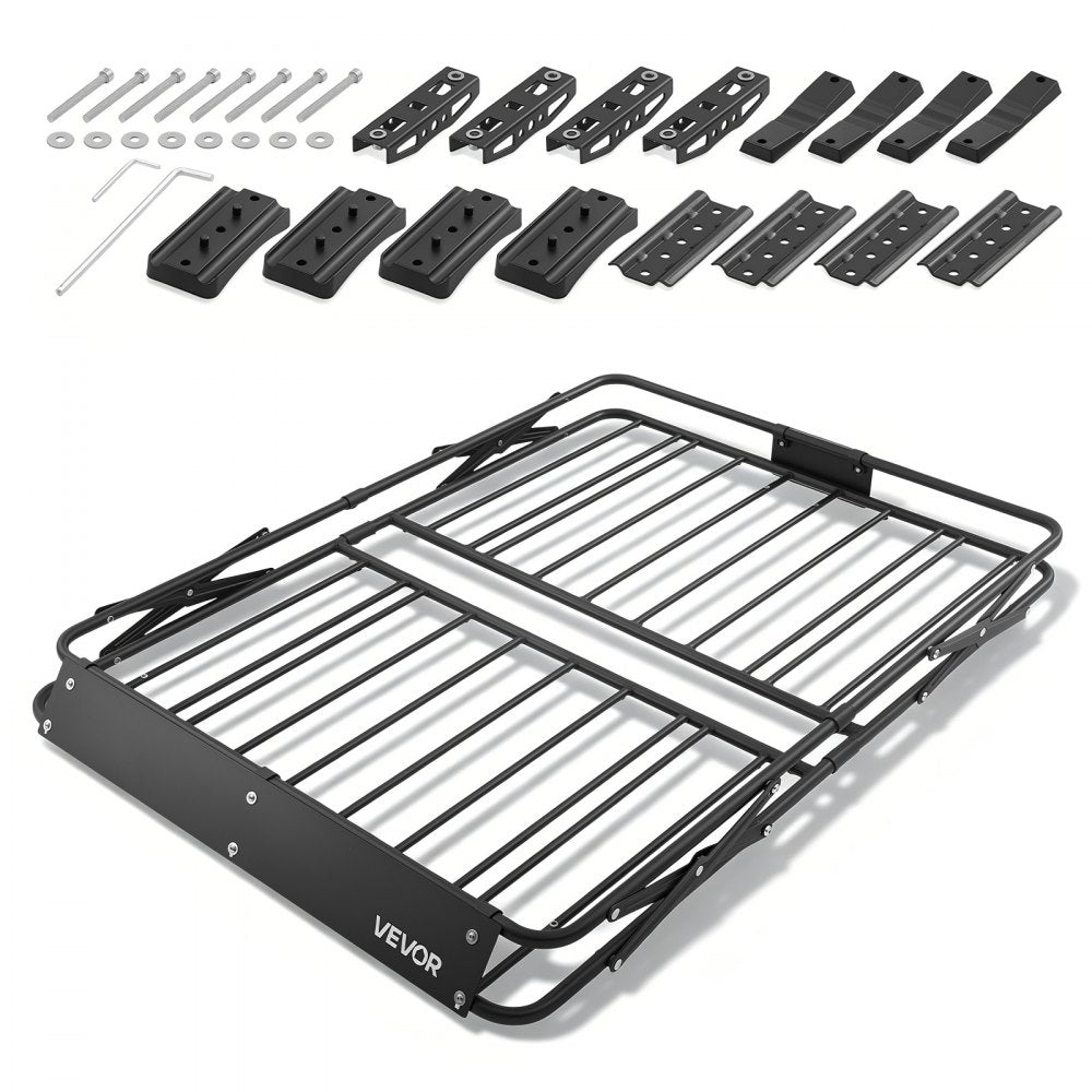 VEVOR Roof Rack Cargo Basket, 46 x 36 x 4 in, Heavy Duty Roof Top Carrier Basket with Folding Design, 200 lbs Capacity
