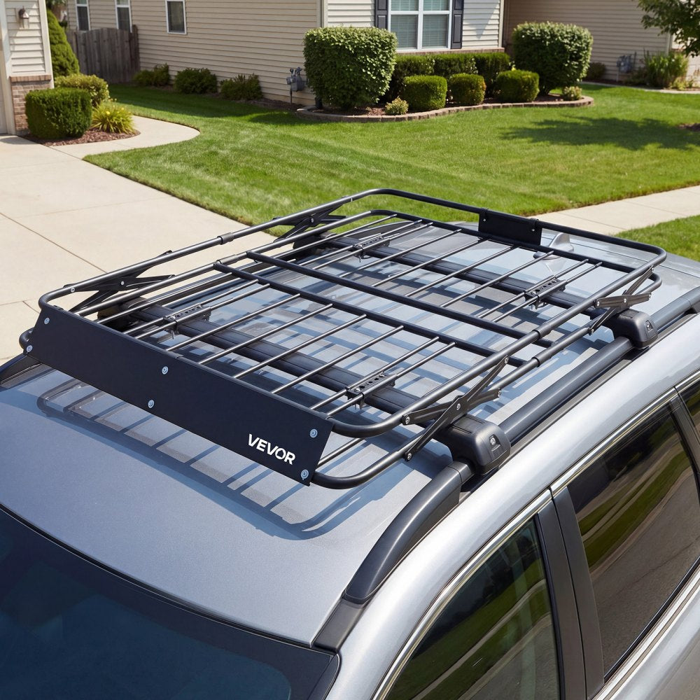 VEVOR Roof Rack Cargo Basket, 51 x 36 x 4 in, Heavy Duty Roof Top Carrier Basket with Folding Design, 200 lbs Capacity