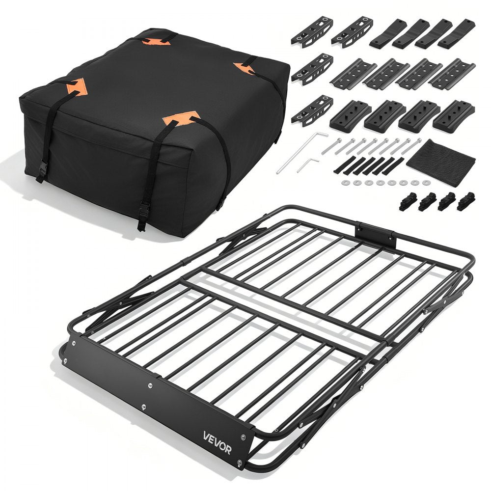 VEVOR Roof Rack Cargo Basket, 51 x 36 x 4 in, Heavy Duty Roof Top Carrier Basket with Folding Design, 200 lbs Capacity