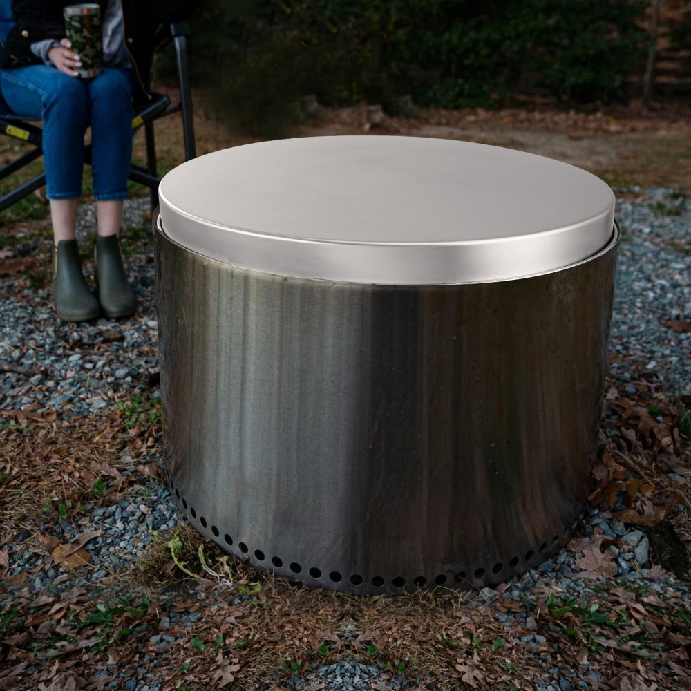 VEVOR Fire Pit Cover Lid, 27" Portable Firepit Spark Screen,Stainless Steel Steel Metal Cover, Easy-Opening Outdoor