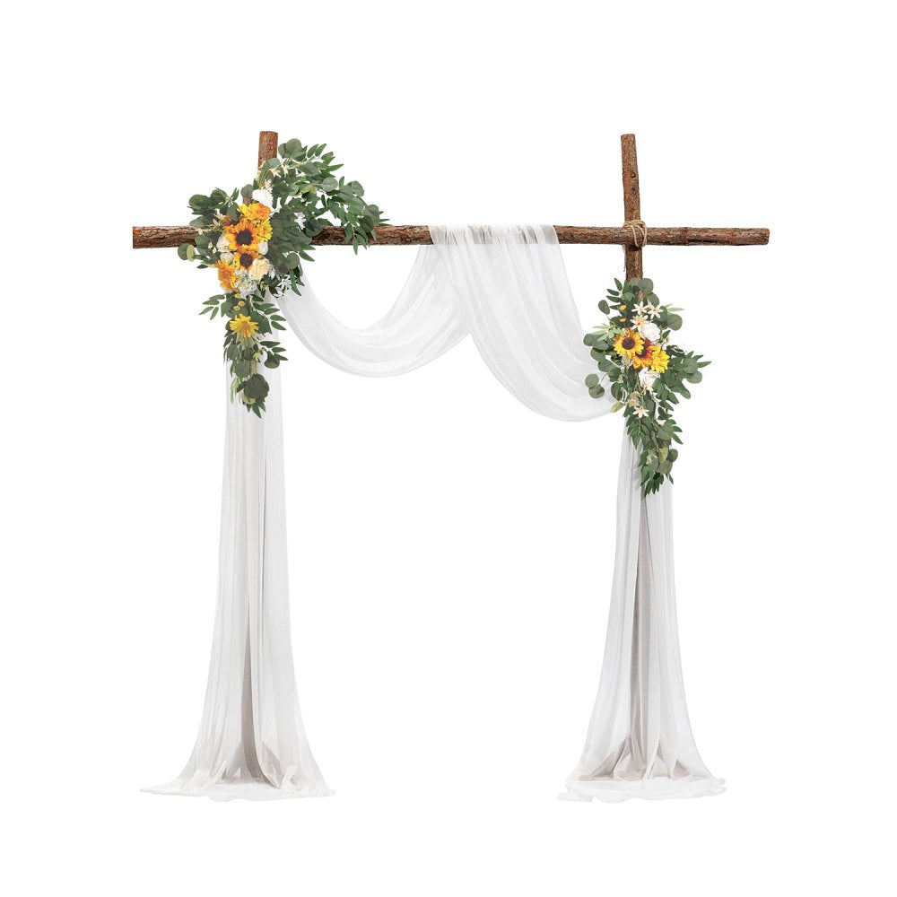 VEVOR Artificial Wedding Arch Flowers Kit, Yellow Wedding Arch Flowers with Drapes Kit (Pack of 3) - 2 Pcs Floral