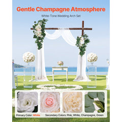 VEVOR Artificial Wedding Arch Flowers Kit, White Wedding Arch Flowers with Drapes Kit (Pack of 4) - 2 Pcs Floral