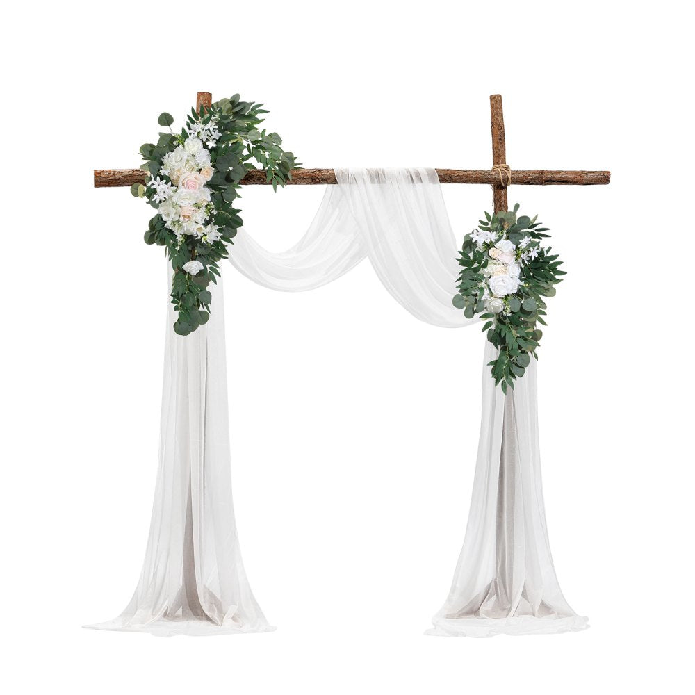 VEVOR Artificial Wedding Arch Flowers Kit, White Wedding Arch Flowers with Drapes Kit (Pack of 4) - 2 Pcs Floral