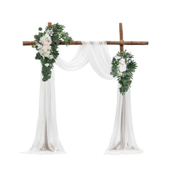 VEVOR Artificial Wedding Arch Flowers Kit, White Wedding Arch Flowers with Drapes Kit (Pack of 4) - 2 Pcs Floral