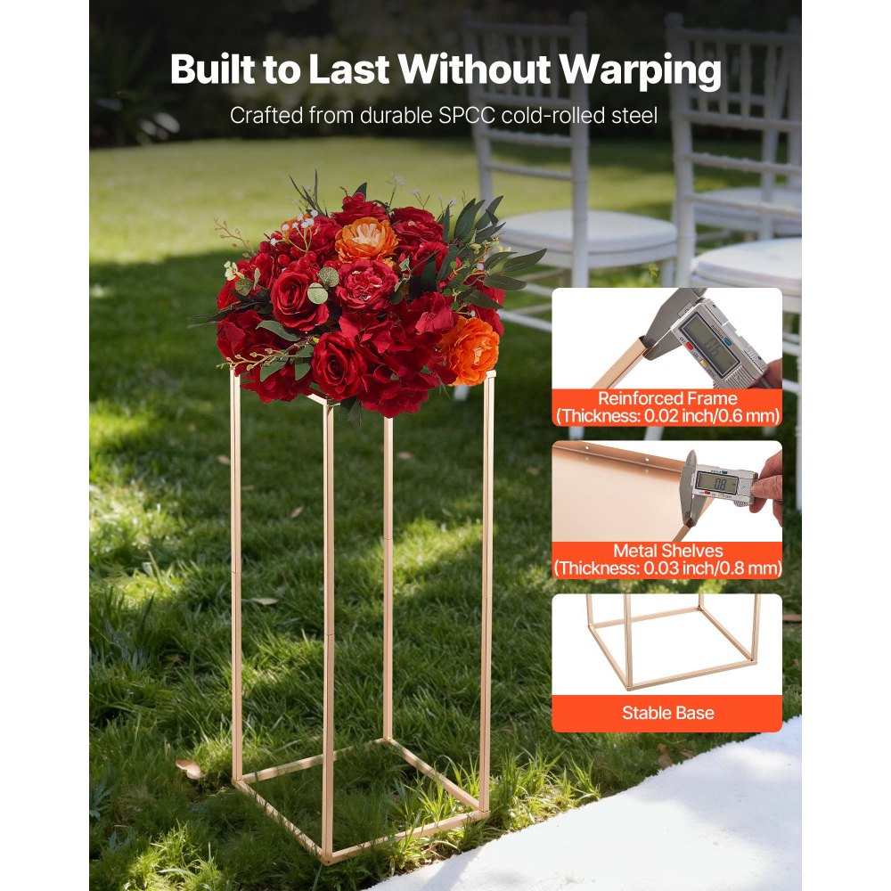 VEVOR Wedding Flower Stand, 10PCS 23.62-inch Column Flower Stand, Floral Stands with Metal Laminate, Rectangular Floral