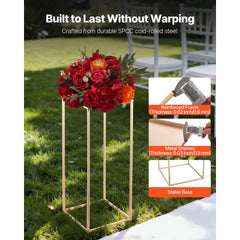 VEVOR Wedding Flower Stand, 10PCS 23.62-inch Column Flower Stand, Floral Stands with Metal Laminate, Rectangular Floral