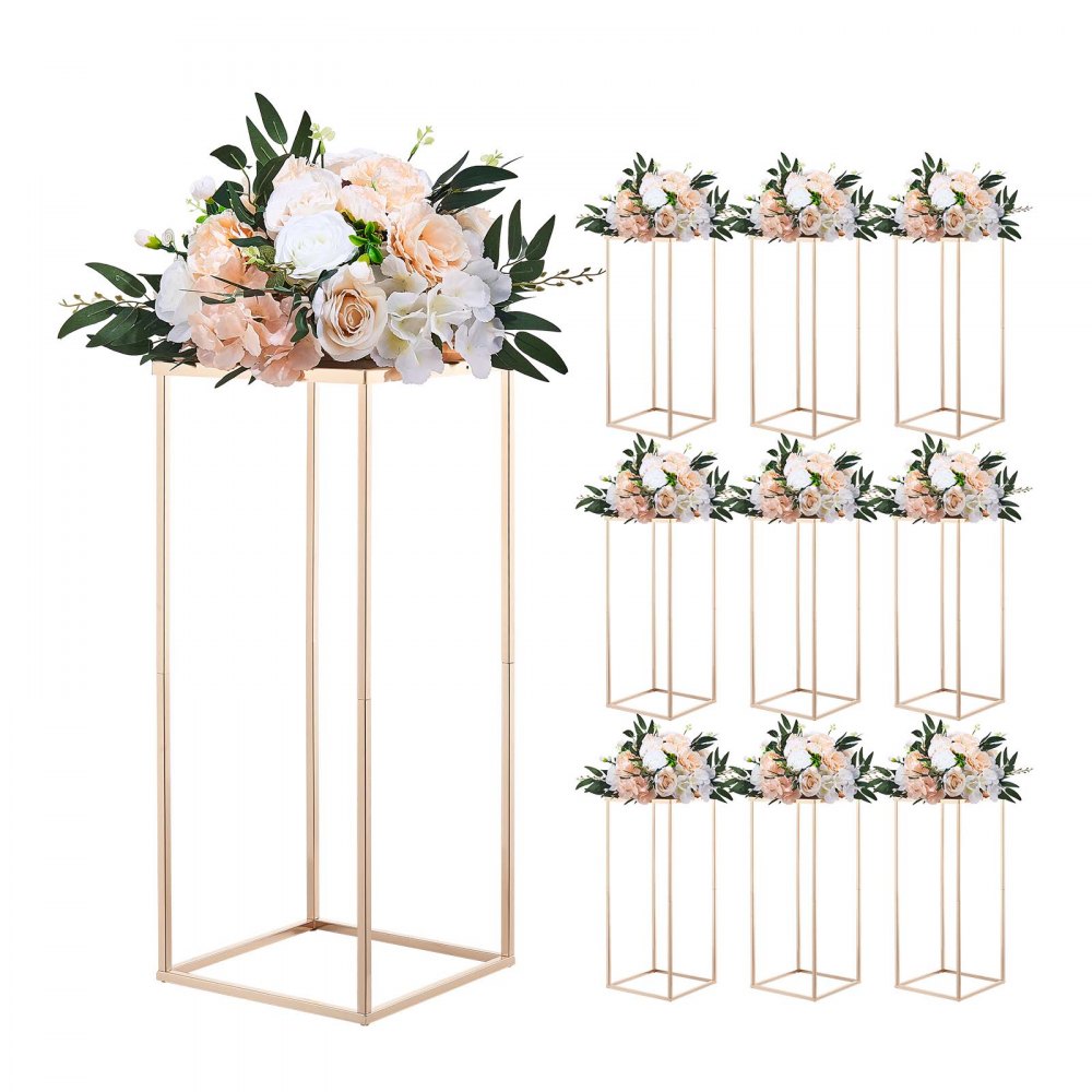VEVOR Wedding Flower Stand, 10PCS 23.62-inch Column Flower Stand, Floral Stands with Metal Laminate, Rectangular Floral