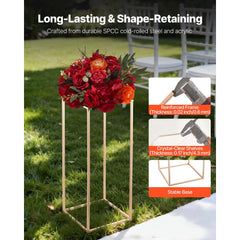 VEVOR Wedding Flower Stand, 10PCS 23.62-inch Column Flower Stand, Floral Stands with Acrylic Laminate, Rectangular