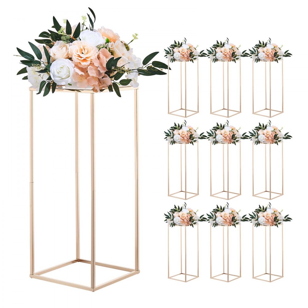 VEVOR Wedding Flower Stand, 10PCS 23.62-inch Column Flower Stand, Floral Stands with Acrylic Laminate, Rectangular