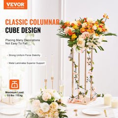 VEVOR 4PCS Gold Metal Column Wedding Flower Stand, 31.5inch High With Metal Laminate, Vase Geometric Centerpiece