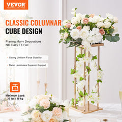 VEVOR 4PCS Gold Metal Column Wedding Flower Stand, 23.6inch High With Metal Laminate, Vase Geometric Centerpiece