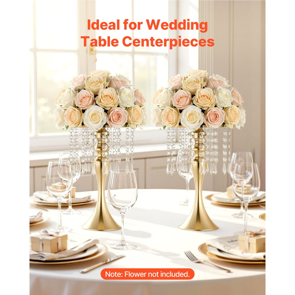 VEVOR 20 PCS Wedding Flower Vase, 13.4 in Tall Flower Table Centerpieces, Crystal Banquet Vases Easy Installation