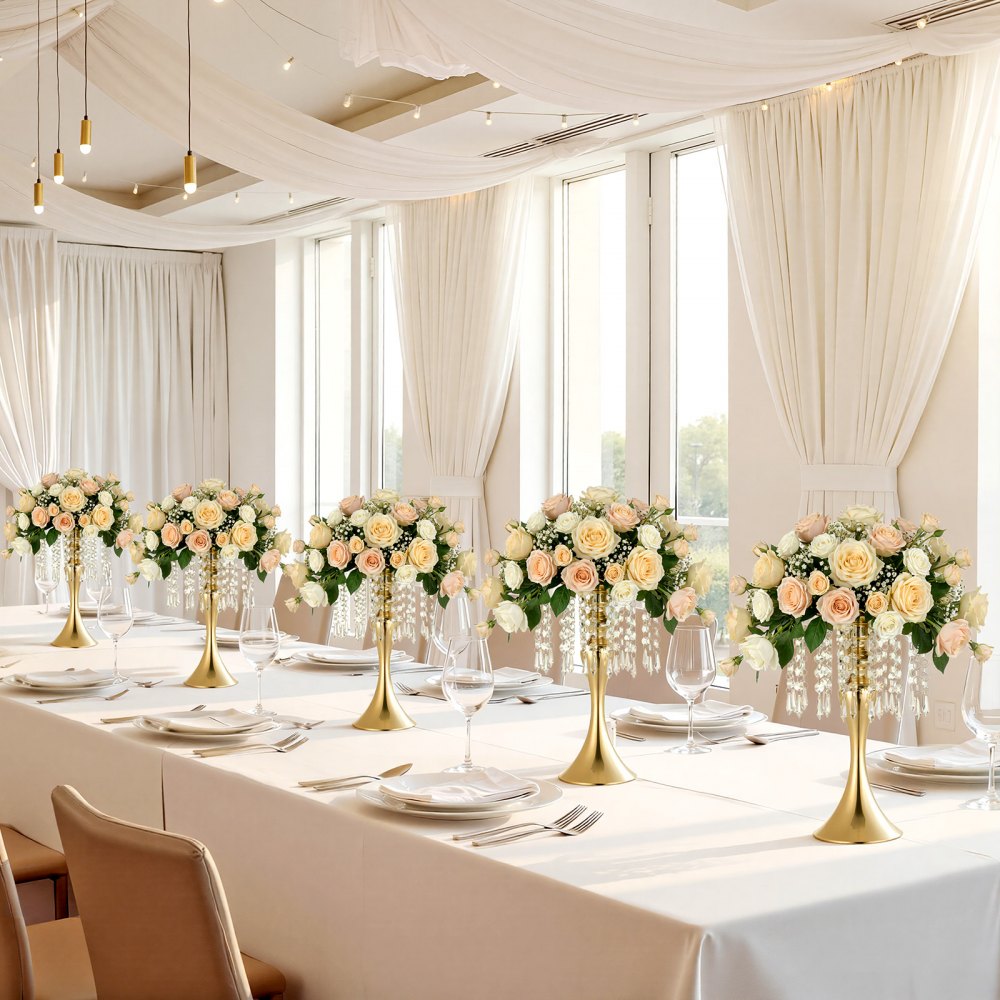 VEVOR 20 PCS Wedding Flower Vase, 13.4 in Tall Flower Table Centerpieces, Crystal Banquet Vases Easy Installation