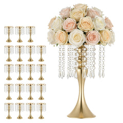 VEVOR 20 PCS Wedding Flower Vase, 13.4 in Tall Flower Table Centerpieces, Crystal Banquet Vases Easy Installation