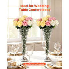 VEVOR 4 PCS Crystal Wedding Flower Vase, 20 in Tall Flower Table Centerpieces, Crystal Cylinder Banquet Vases Easy