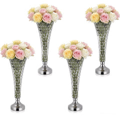 VEVOR 4 PCS Crystal Wedding Flower Vase, 20 in Tall Flower Table Centerpieces, Crystal Cylinder Banquet Vases Easy