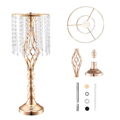 VEVOR 10PCS 55cm/21.65" Tall Crystal Wedding Flower Stand, Metal Wedding Centerpiece Vase, Gold Flower Holders Floral