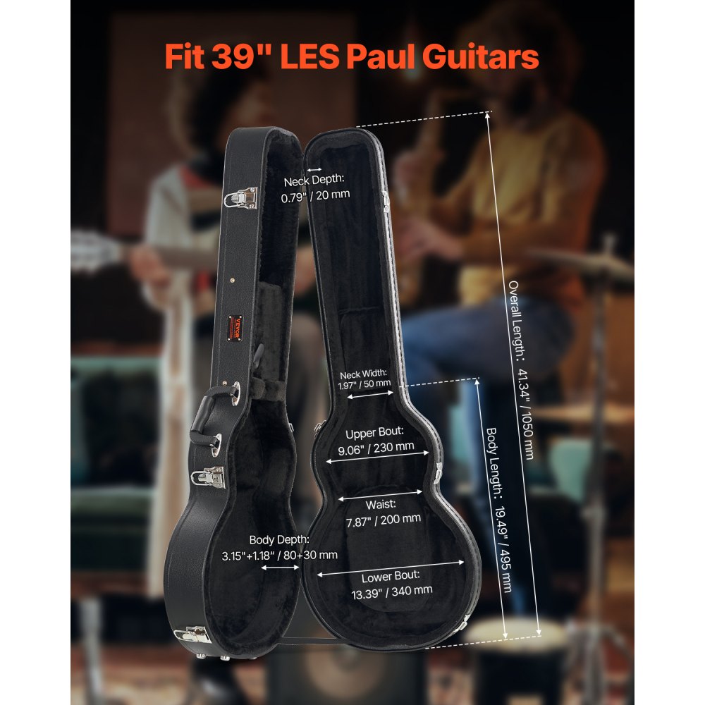 VEVOR Electric Guitar Hard Case, 41.34 in Gourd-Shaped Guitar Hard Case, With Lock Latch Keys Handle, PVC Padding Soft
